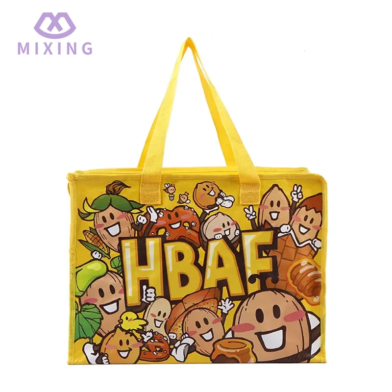 Sac fourre-tout tissé en PP avec fermeture à glissière